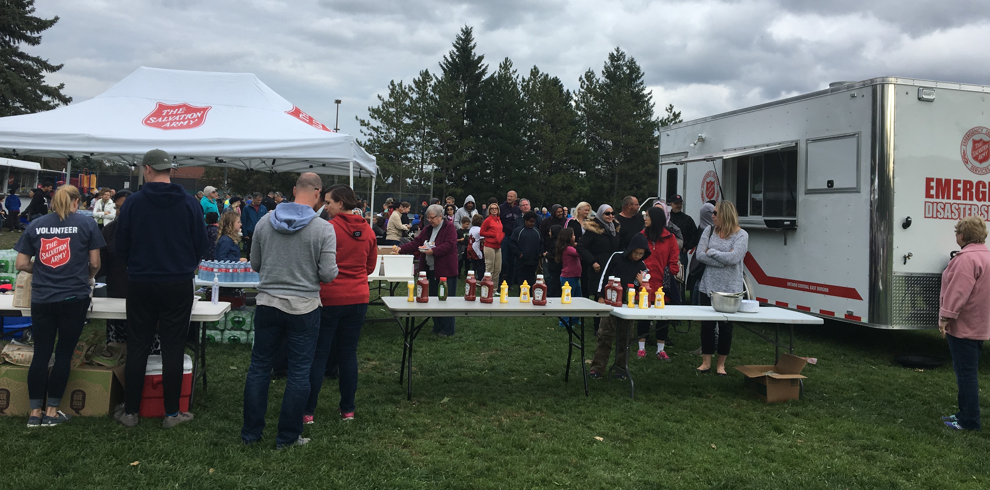People line up for the Salvation Army canteen truck