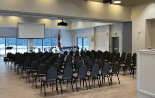 chairs set up for worship in multipurpose space